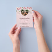 予算写真ハート婚約パーティ招待状 チラシ (手)