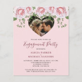 予算写真ハート婚約パーティ招待状 チラシ (正面)