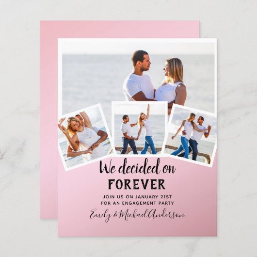 予算写真婚約引用文招待状 – 任意の色 (正面/裏面)