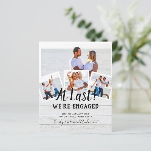 予算写真婚約引用文招待状 – 任意の色 (スタンド正面)