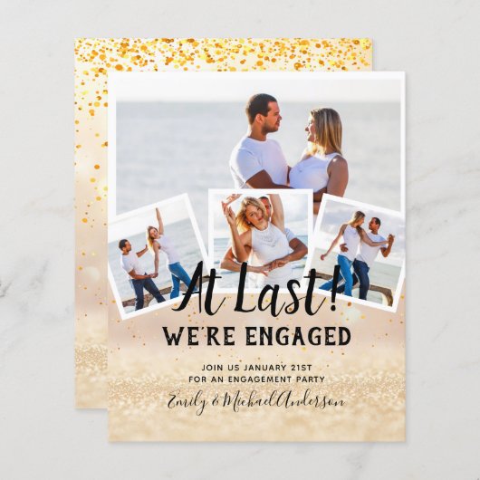 予算写真婚約引用文招待状 – 任意の色 (正面/裏面)