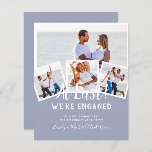 予算写真婚約引用文招待状 – 任意の色 (正面/裏面)