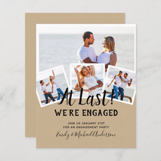 予算写真婚約引用文招待状 – 任意の色 (正面/裏面)