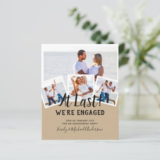 予算写真婚約引用文招待状 – 任意の色 (スタンド正面)