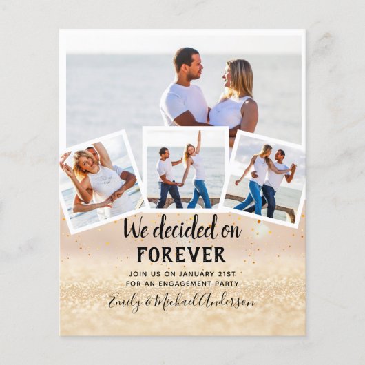 予算写真婚約引用文招待状 – 任意の色 チラシ (正面)