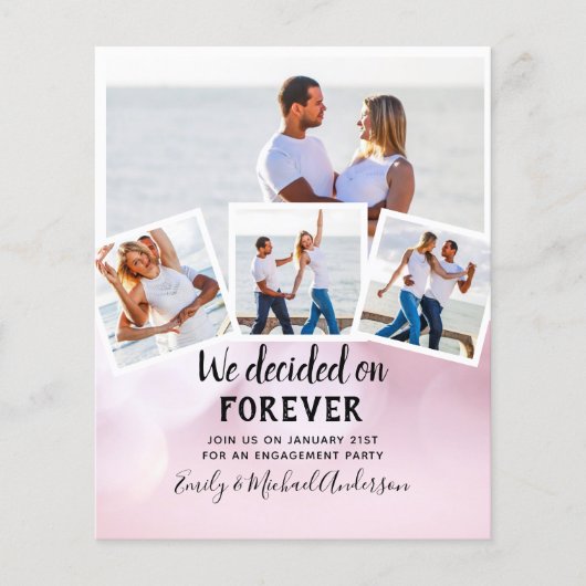 予算写真婚約引用文招待状 – 任意の色 チラシ (正面)