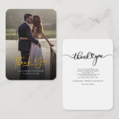 予算写真金ゴールド手書き結婚による感謝 ノートカード (正面/裏面)