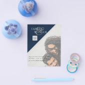 予算写真 保存日付 青いQRコード 返信 チラシ (シングル)