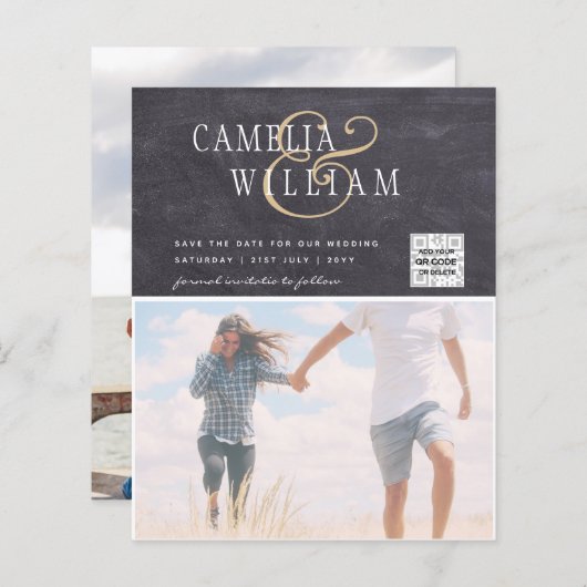 予算写真QRスキャンコードRSVP日付の保存 (正面/裏面)