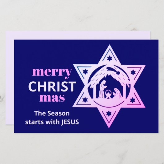 予算出生クリスチャンCHRISTmasカード (正面/裏面)