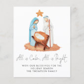 予算出生シーンすべて穏やかなホリデーカード (正面)