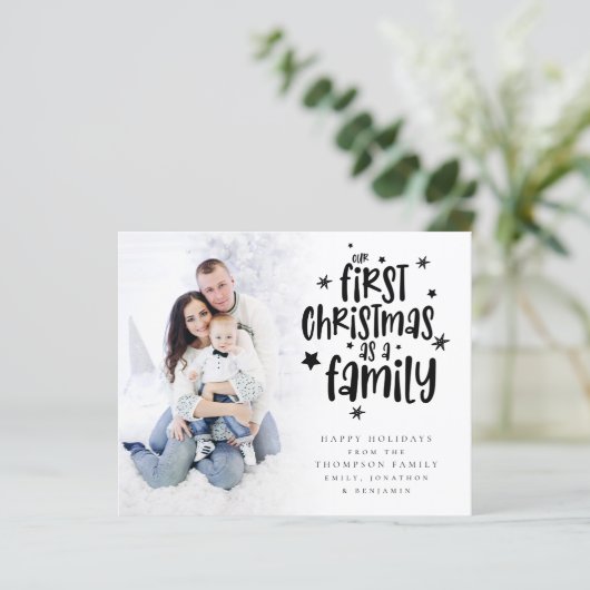 予算初めてのクリスマスをファミリーカスタムフォトカードとして (スタンド正面)