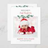 予算初めてのクリスマスベビーフォトホリデーカード (正面/裏面)