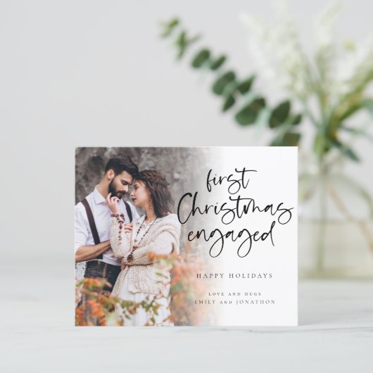 予算初めてのクリスマス婚約したカスタムフォトカード (スタンド正面)