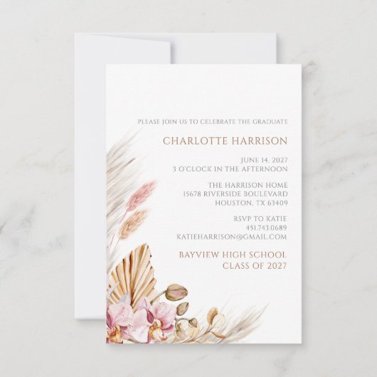 予算卒業スクリプトの写真パーティー 招待状 (裏面)