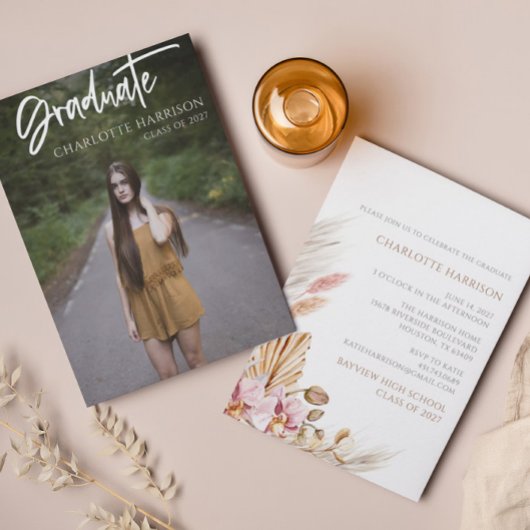 予算卒業スクリプトの写真パーティー 招待状