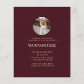 予算卒業モダン写真エレガント招待状 チラシ (裏面)