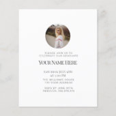 予算卒業モダン写真エレガント招待状 チラシ (裏面)