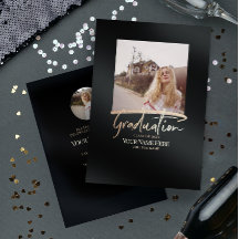 予算卒業モダン写真エレガント招待状