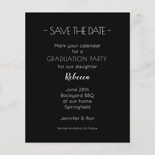 予算卒業モダン日付カードの保存 (裏面)