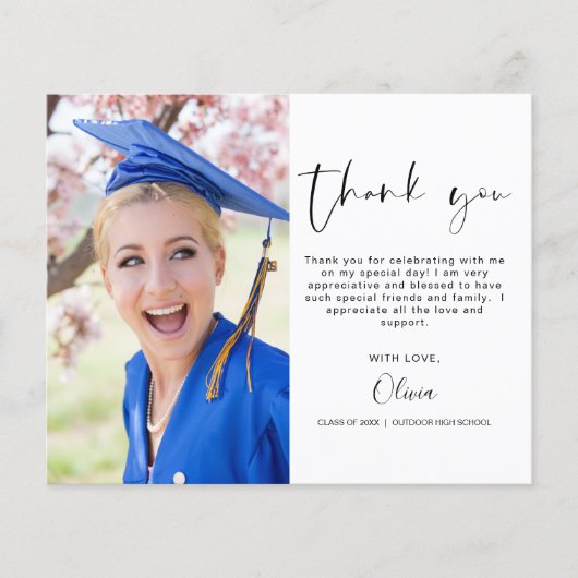 予算卒業写真ミニマルサンキューカード (正面)