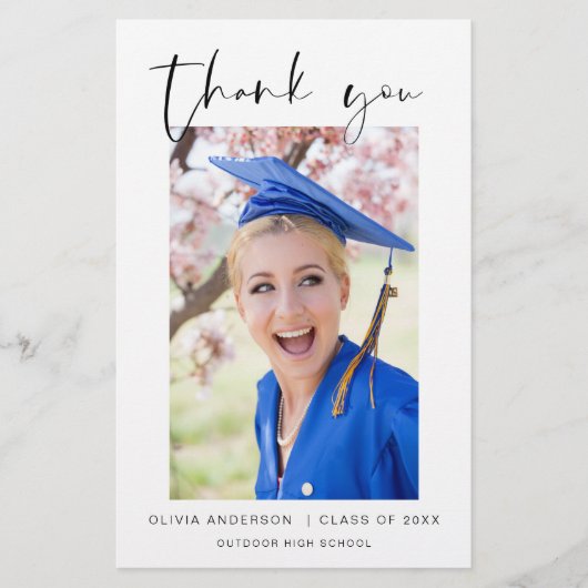 予算卒業写真ミニマルサンキューカード (正面)