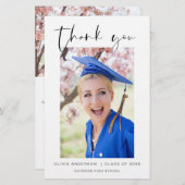 予算卒業写真ミニマルサンキューカード (正面/裏面)
