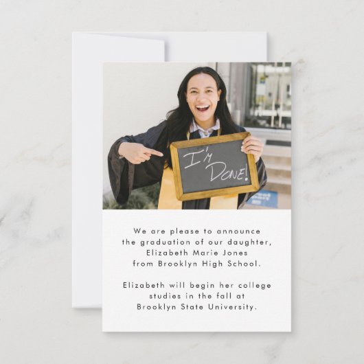 予算卒業生グラッドキャップ写真卒業カード ノートカード (裏面)