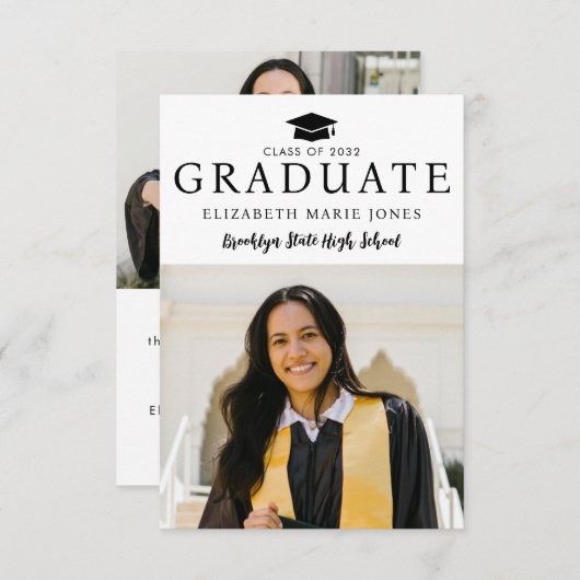予算卒業生グラッドキャップ写真卒業カード ノートカード (正面/裏面)