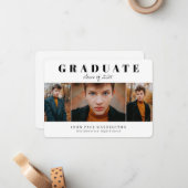 予算卒業生3写真卒業のお知らせ ノートカード (正面/裏面インサイチュ)