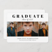 予算卒業生3写真卒業のお知らせ ノートカード (正面/裏面)