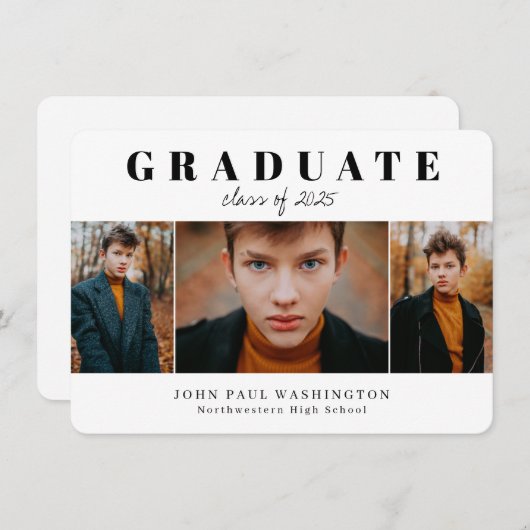 予算卒業生3写真卒業のお知らせ ノートカード (正面/裏面)