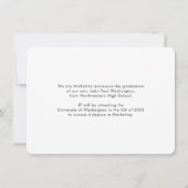 予算卒業生3写真卒業のお知らせ ノートカード (裏面)