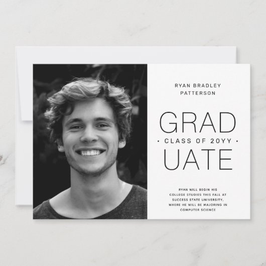 予算卒業発表フォトミニマル版 案内状