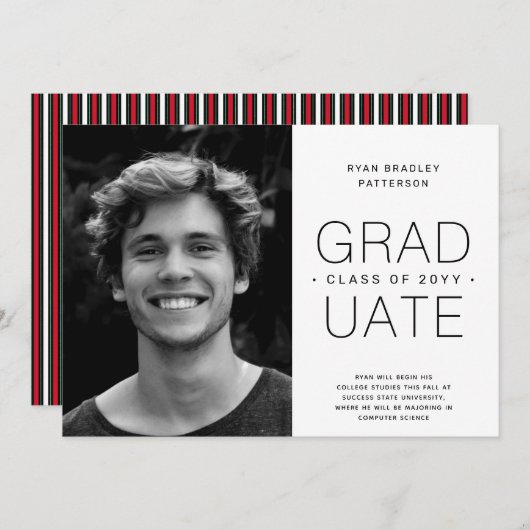 予算卒業発表フォトミニマル版 案内状 (正面/裏面)