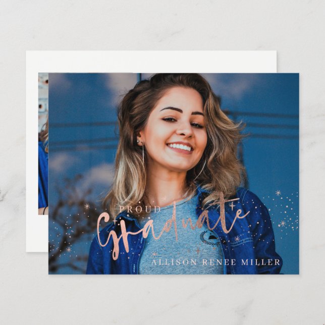 予算卒業2写真卒業招待状 (正面/裏面)