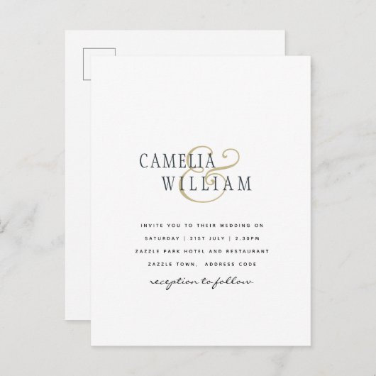 予算印刷またはデジタルダウンロード結婚式の招待 ポストカード (正面/裏面)