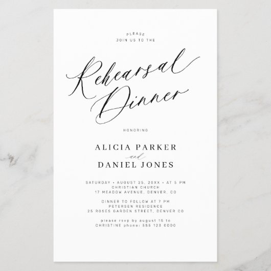 予算台本の結婚リハーサルのディナー招待 チラシ (正面)