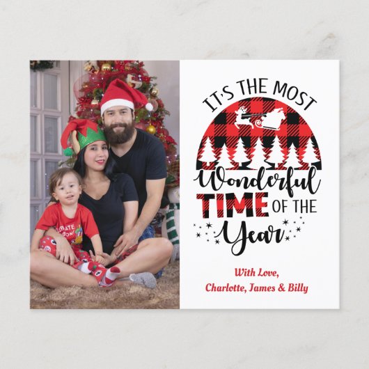 予算名パーソナライズされたクリスマスフォトカード (正面)