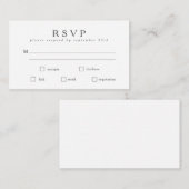 予算基本クラシック白黒RSVP食事カード ノートカード (正面/裏面)