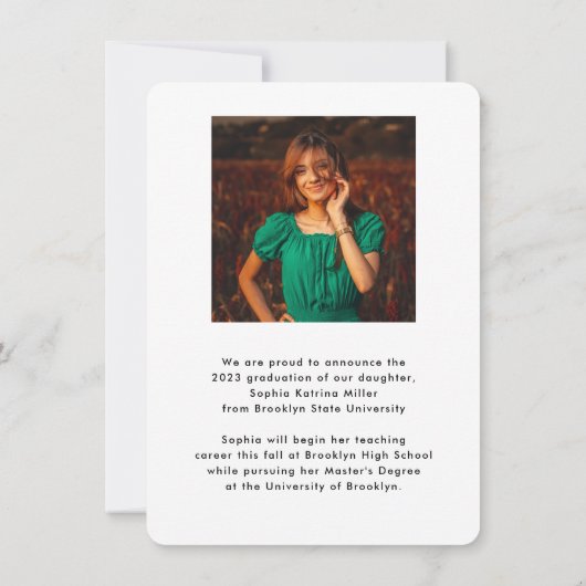 予算大学院の写真の卒業発表 ノートカード (裏面)