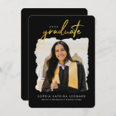 予算大学院スクリプト金ゴールド写真卒業 ノートカード (正面/裏面)