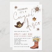 予算女性のカーボーイディスコバチェロレッテ招待状 (正面/裏面)