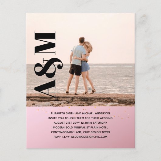 予算婚約パーティ招待状はっきりしたPHOTO TEX (正面)