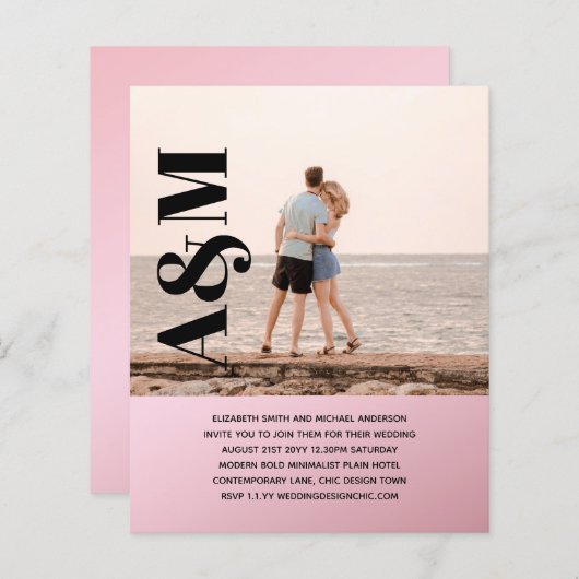 予算婚約パーティ招待状はっきりしたPHOTO TEX (正面/裏面)