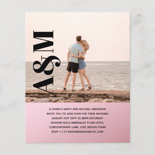 予算婚約パーティ招待状はっきりしたPHOTO TEX (正面)