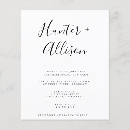 予算婚約パーティ招待状チラシ チラシ (正面)