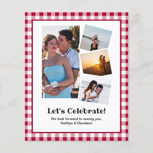 予算婚約フォトクロウフィッシュパーティの招待状 (裏面)