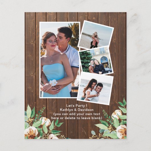 予算婚約フォトクロウフィッシュ沸騰パーティー招待状 (裏面)