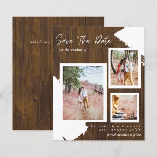 予算婚約写真素朴日付の保存 (正面/裏面)